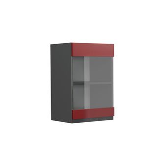 Vicco Armario De Cocina Con Vidrio R-line, Rojo, 40 Cm Forma De J