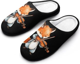 Generic Violin Fox Mens House Slippers Memory Foam Washable Cotton Slip on Home Shoes
