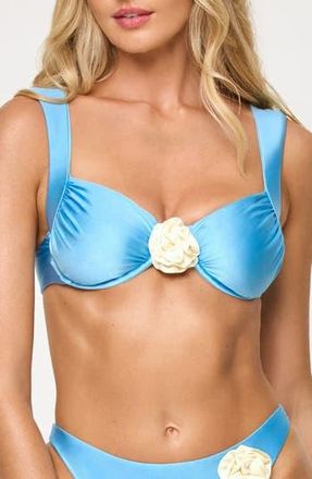 L*Space Stella Rose Appliqu&eacute; Bikini Top in Sea Spray /Cream at Nordstrom Rack, Size X-Small
