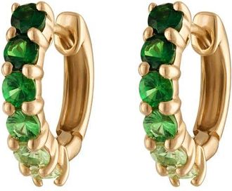 Eden Presley EP Signature Huggie Hoop Earrings in Green Yellow Gold at Nordstrom