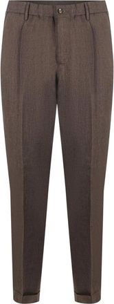 BRIGLIA 1949 Heren, Broeken, Bruin, Maat: XL Linnen