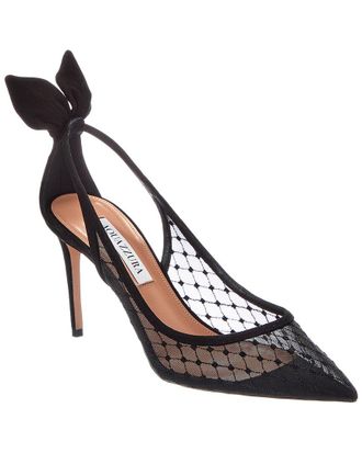 Aquazzura Logo 90 Mesh & Suede Pump