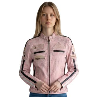 Infinity Leather Dames Biker Racing Badges Roze Leren Jas-Incheon