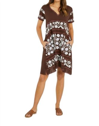 Rubyyaya Charlotte Short Sleeve Dress In Chocolate