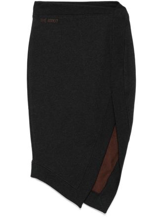 The Attico Asymmetrical Midi Skirt In Black Cotton