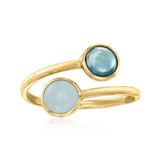 Ross-Simons Italian. Aquamarine and. London Blue Topaz Bypass Ring in 14kt Yellow Gold