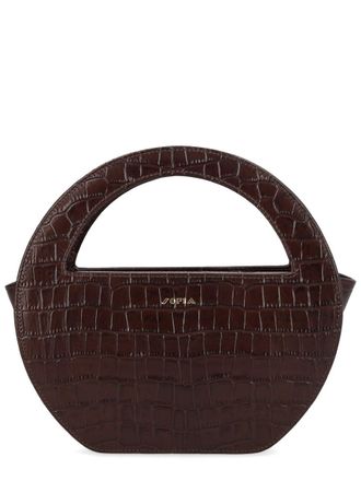Vix Black Crocodile Embossed Calf Leather Shoulder Bag