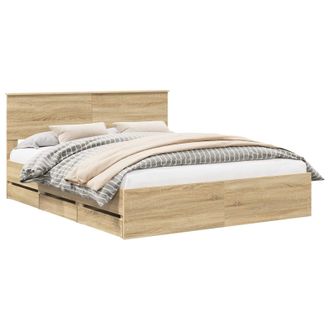 vidaXL Estructura De Cama Roble Sonoma 160 X 200 Cm Madera Ingenieril Vidaxl
