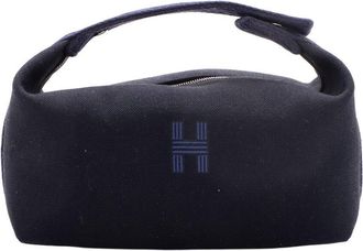 Herm&egrave;s Black Toile Bride-A-Brac Travel Case Pm (Authentic Pre-Loved)