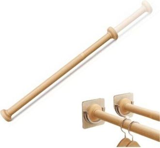 OEM Barras De Armario Ajustables De Imitaci&oacute;n Madera Para Colgar Ropa, Sin Necesidad De Taladrar, Para Armario, Ba&ntilde;o O Lavadero (50-80 Cm)
