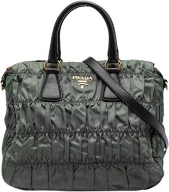 Prada Pre-owned Vintage Satchel - Dames - Vintage Handtas - Groen - ONE Size - Leer - Vintage
