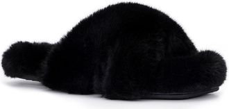 Torgeis Luna Faux Fur Slipper in Black at Nordstrom Rack, Size 10