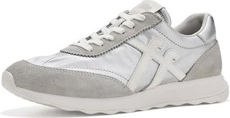 FitFlop Retro-Q FF Metallic-Fabric/Suede Sneakers Womens Shoes Silver/Urban White : 8.5 M (B), Suede/Synthetic/Textile