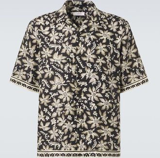 Commas Printed cotton and silk bowling shirt