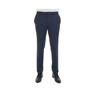 HUGO BOSS Broeken, Heren, Blauw, M, Leer, Geruite Pantalon Extra Slim Fit