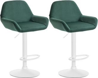 Clp Set De 2 Taburetes De Cocina Braga En Terciopelo Verde Oscuro Metal Blanco Mate