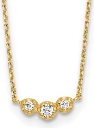 Diamond2Deal 14k Yellow Gold Polished 3 Stone Cubic Zirconia Necklace 18