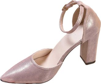 Generic Elegant strappy heel with pointed toe for elegant comfort style, Light pink, 2/2.5 UK