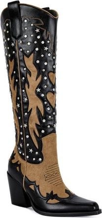 Azalea Wang Kalpana Knee High Western Boot in Black Multi at Nordstrom, Size 8.5