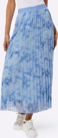 Cr&eacute;ation L Plisseerock CREATION L, Damen, Gr. 36, himmelblau, ecru, bedruckt, 100% Polyester, gemustert, wadenlang, R&ouml;cke Plisseerock