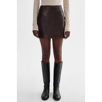 LaMarque Rowan | Leather Mini Skirt in Dark Brown at Nordstrom, Size X-Large