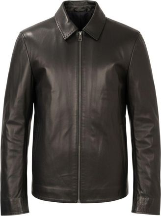 Sergio Moretti Black Smooth Leather Classic Collar Leather Jacket