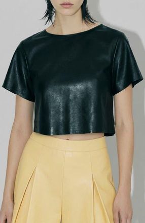 AS by DF Beck Upcycled Leather Tee in Black at Nordstrom, Size X-Small