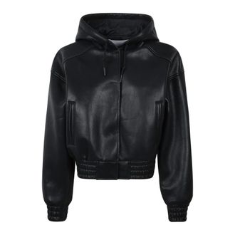 Frankie Shop Light Jackets, female, Black, Size: XS Jackson Faux Leather Bonded Bomber