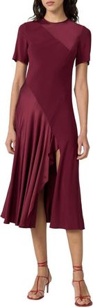 Diane Von F&uuml;rstenberg Araminta Mixed Media Midi Dress in Cherry Wood at Nordstrom, Size Xx-Small