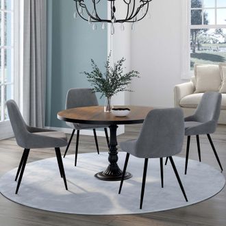 IDMarket Idmarket - Lote De 4 Sillas Thalya De Terciopelo Gris Claro Con Reposabrazos