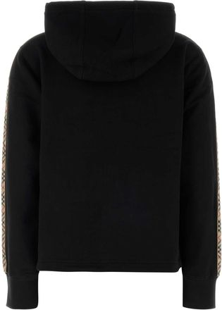 Burberry Womens Check Stripe Sweatshirt Black Cotton Sweater