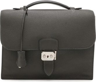 Herm&egrave;s Pre-owned Togo Sac a Depeche 27 Briefcase - unisex - Vintage Handtas - Grijs - ONE Size - Leer - Vintage