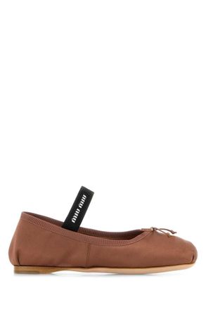 Miu Miu Brown Satin Ballet Flats
