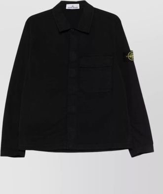 Stone Island short jacket chest pocket long sleeves collar
