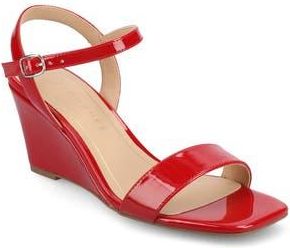 Journee Collection Clayr Wedge Sandal in Patent/Red at Nordstrom Rack, Size 7.5