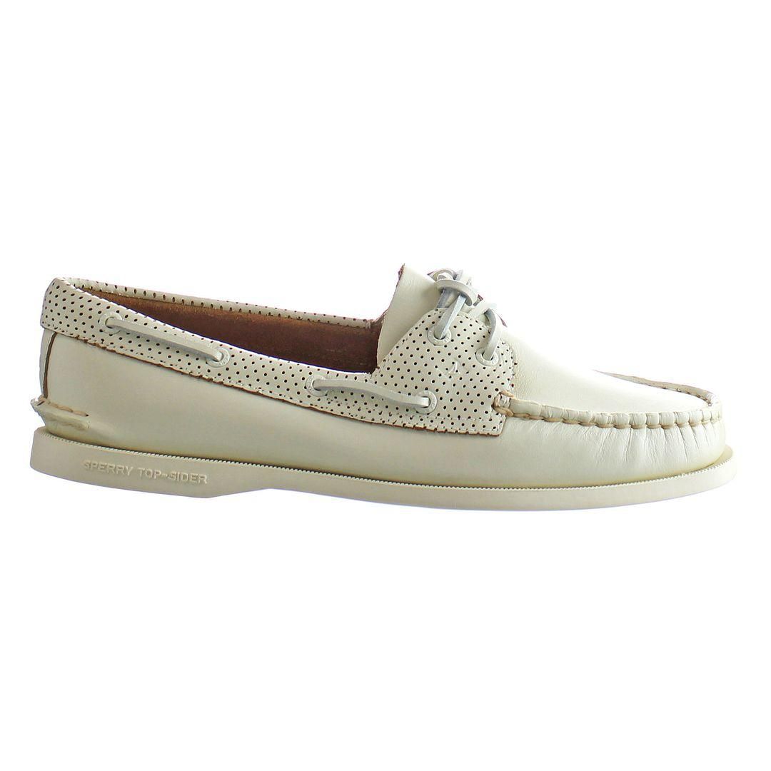 White leather sperrys men's sales