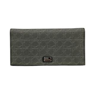 Ferragamo Gancini Gray Leather Long Wallet (Bi-Fold) (Pre-Owned)