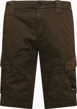 C.P. Company Mens Sateen Stretch Cargo Shorts - Green - Size: 32/30/31