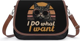 Generic I Do What I Want Cat Small Womens Crossbody Bags Shoulder Handbag with Adjustable Strap for Travel