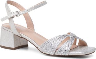 Paradox London Marquise Embellished Ankle Strap Sandal in Silver at Nordstrom, Size 9.5