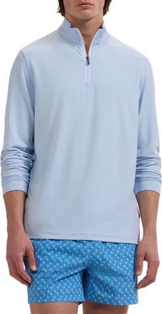 Bugatchi M&eacute;lange Quarter Zip Pullover in Vista Blue at Nordstrom, Size Xxx-Large