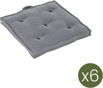 EDÈN JARDÍ Pack de 6 cojines para sillas de jardín olefin gris 42x42 cm