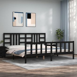 vidaXL Vidaxl - Estructura De Cama Con Cabecero Madera Maciza Negro 200x200 Cm