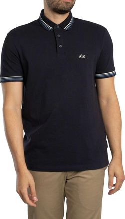 A|X Armani Exchange Slim Fit Poloshirt Met Gestreepte Kraag, Blauw