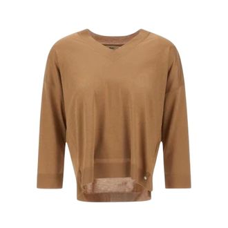 Herno V-neck Knitwear, female, Brown, Size: XS V-neck Knitwear