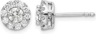 Diamond2Deal 14K White Gold 3/4 ct Lab Grown Diamond Round Halo Stud Earrings VS Clarity, G-H Color