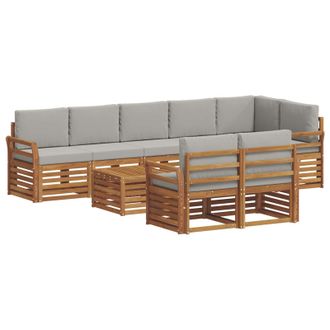 vidaXL Set Di Divani Da Esterno 9 Pz Grigio Naturale E Chiaro Vidaxl