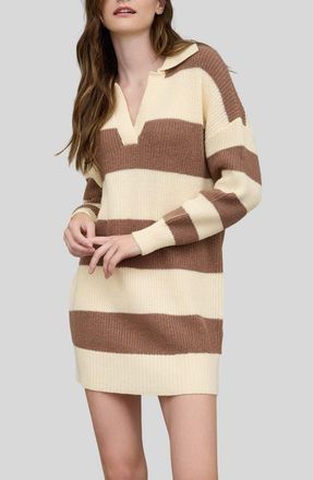 Blu Pepper Stripe Long Sleeve Sweater Dress in Brown at Nordstrom Rack, Size Medium