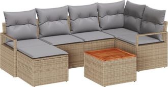 vidaXL Garden Sofa Set with Cushion 8 pcs Beige Poly rattan Vidaxl