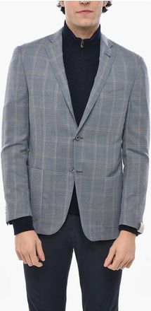 Corneliani Wool Single Breasted GATE Blazer With Check Motif size 50